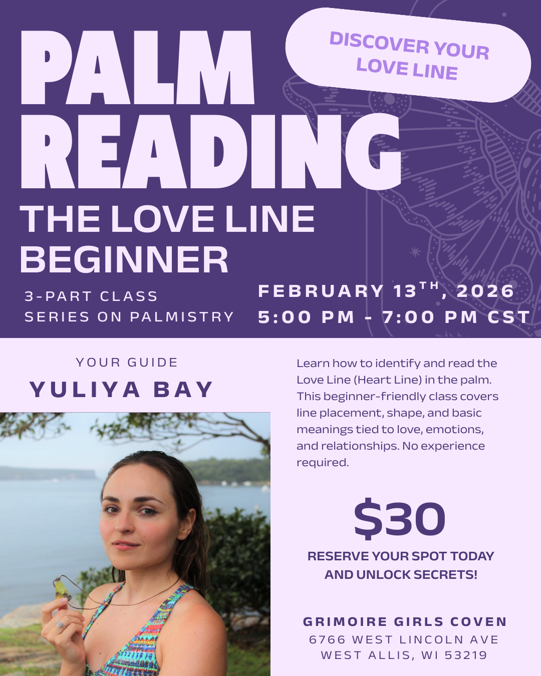 Palm Reading: The Love Line with Yuliya Bay - Beginner